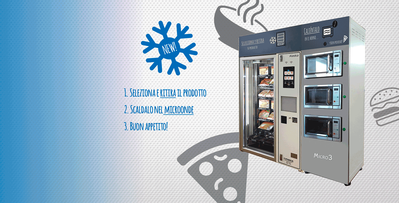 distributore automatico gelati, distributore automatico surgelati, distributore automatico con microonde